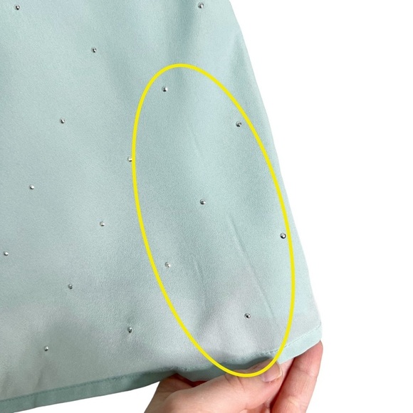 Liz Claiborne Seafoam Green Jeweled Button Front Blouse - Picture 7 of 15